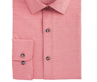 Bar III Men's Slim-Fit Stretch Easy-Care Large Dobby Dot Dress Shirt Red Size 15.5X32-33
