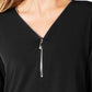 JM Collection Women's Zipper Trim Top Black Size Petite Small