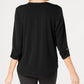 JM Collection Women's Zipper Trim Top Black Size Petite Small