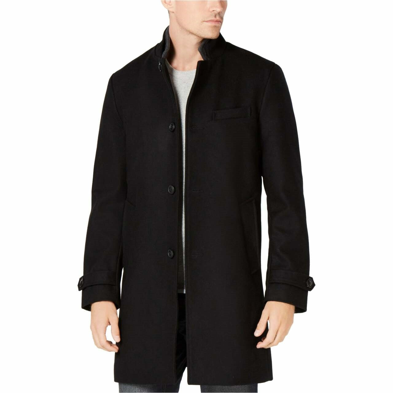 INC International Concepts Men's Todd Slim Fit Topcoat Black Size X-Large