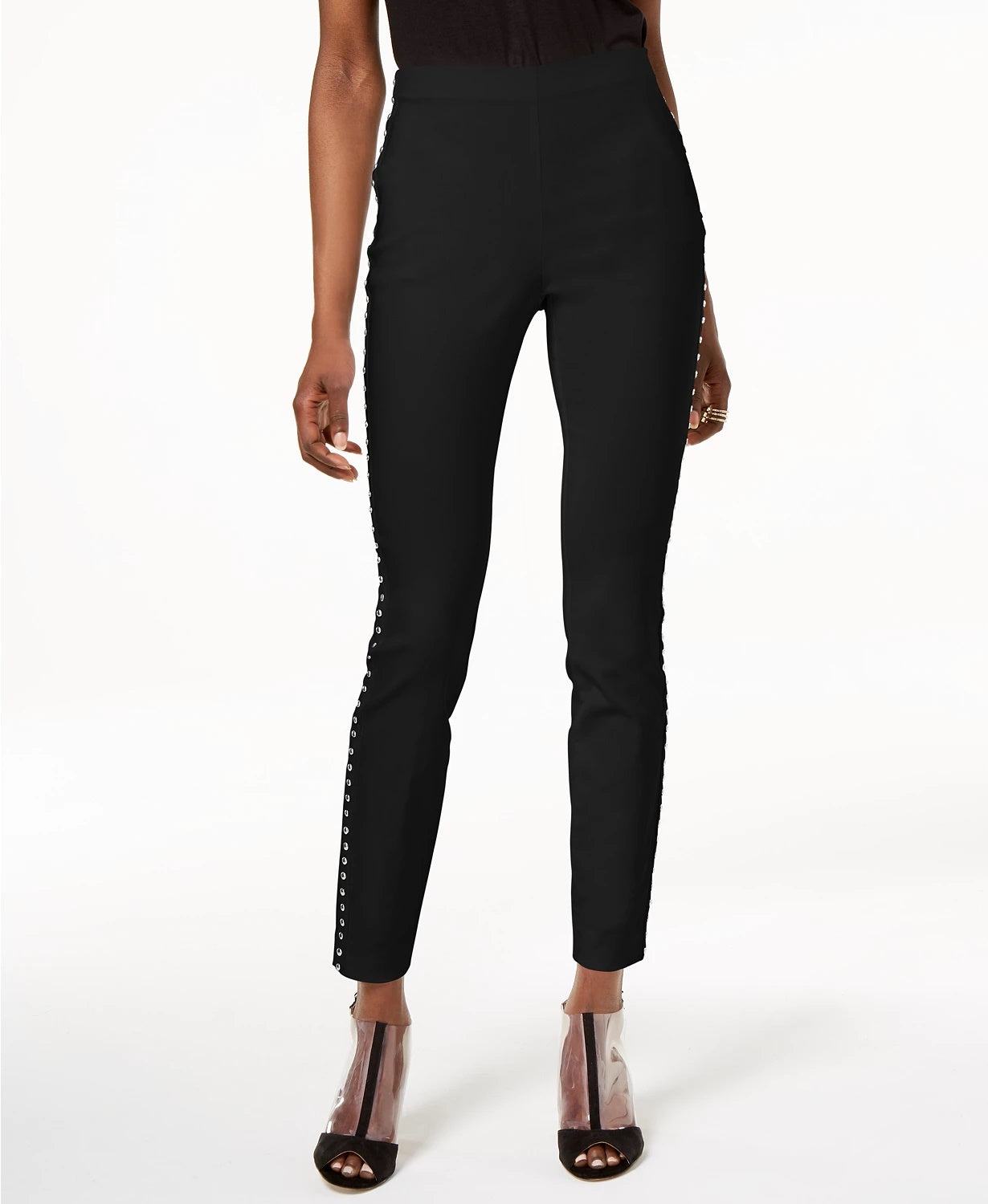 INC International Concepts Women's Studded Skinny Pants Black Size 8 Petite