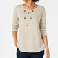 Style & Co Women's Waffle Knit Top Beige Size Small
