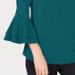 Charter Club Women's Bell-Sleeve Keyhole Top Dark Green Size Medium