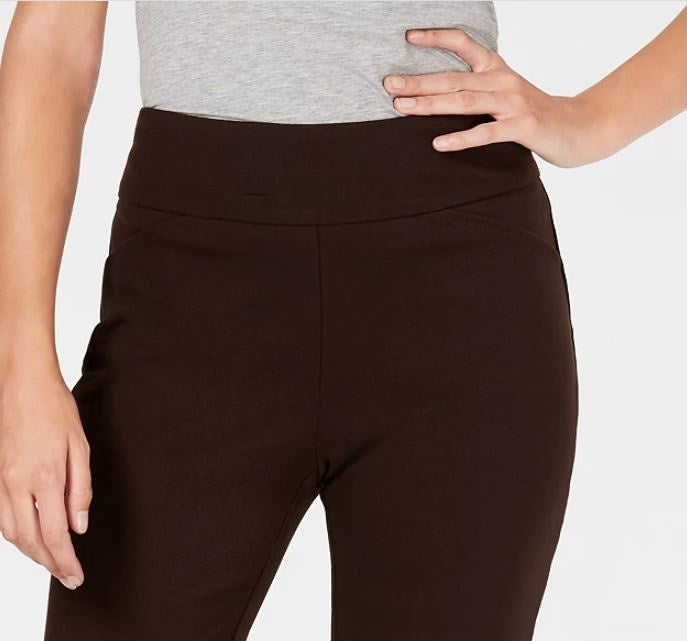 Charter Club Women's Pull On Ponte Knit Pants Brown Size 8 Petite