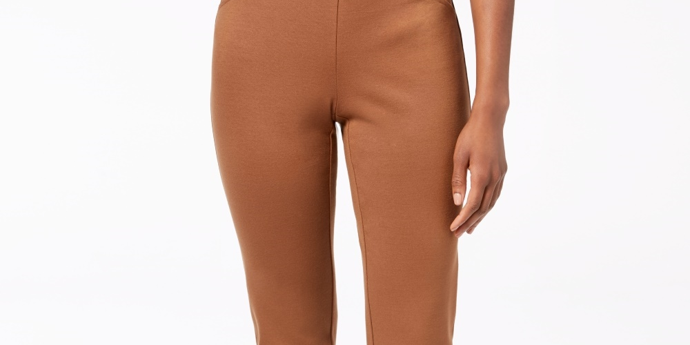 Charter Club Women's Pull-On Ponte-Knit Pants  Brown Size 4 Petite