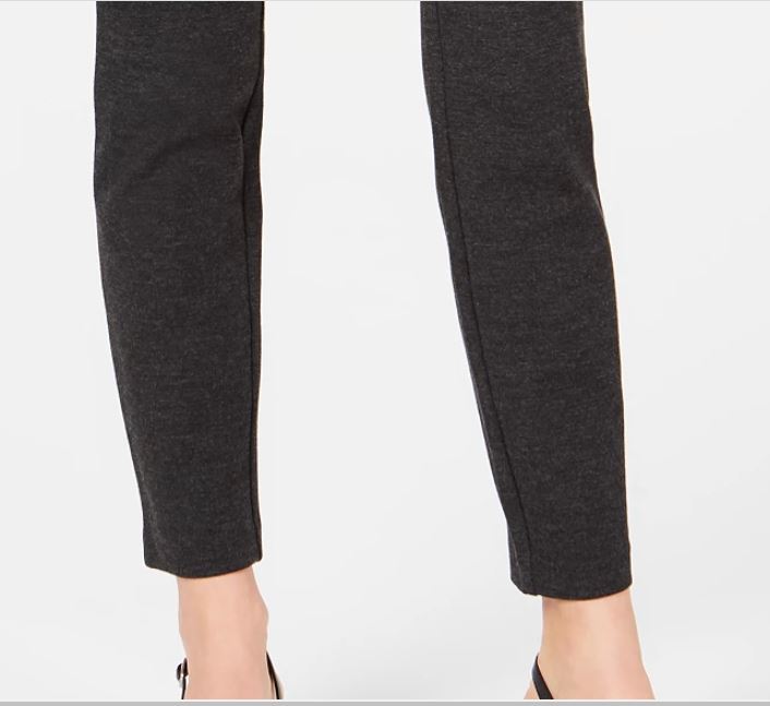 Alfani Women's Wide Waistband Exposed Elastic Skinny Pants Black Size 4 Petite