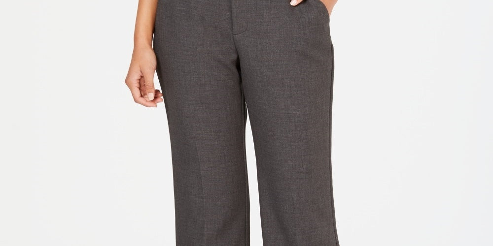 Charter Club Women's Belted Tummy Control Trousers Grey Size 8
