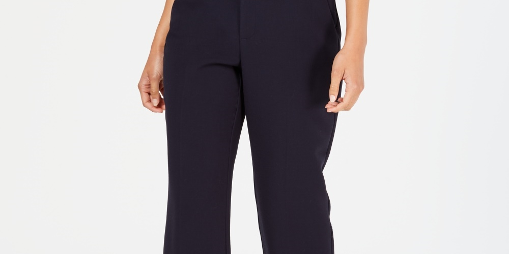 Charter Club Woemn's Petite Belted Slim It Up Trousers Bright Blue Size 10 P