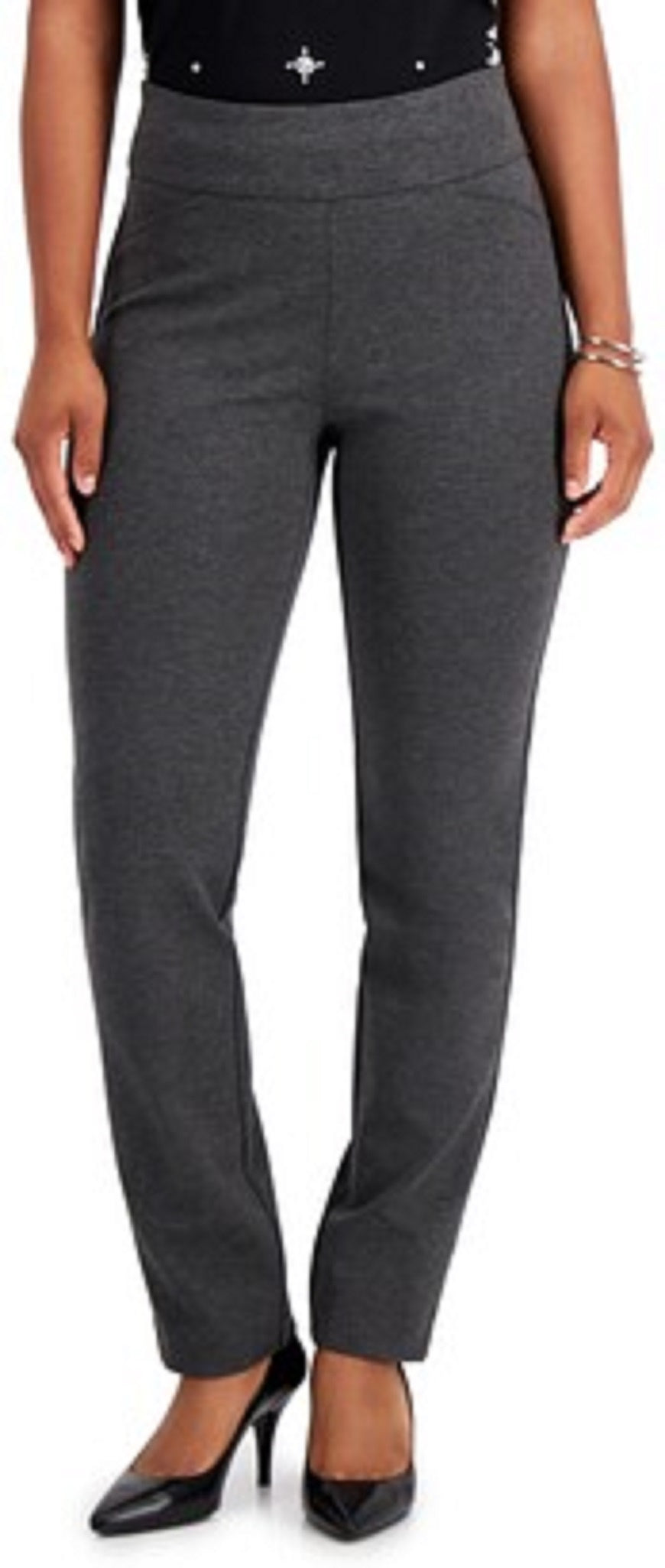 Charter Club Women's Petite Pull-On Ponte-Knit Pants Dark Gray Size 8 P