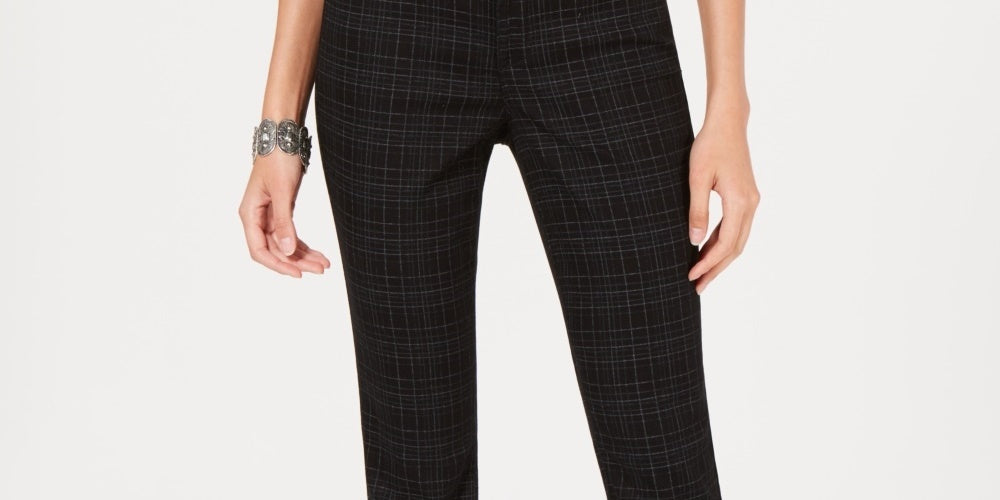 Style & Co Women's Curvy-Fit Skinny Printed Jeans Black Size 18