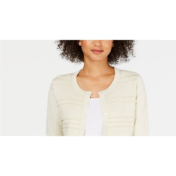 Charter Club Women's Textured Cardigan White Size Medium