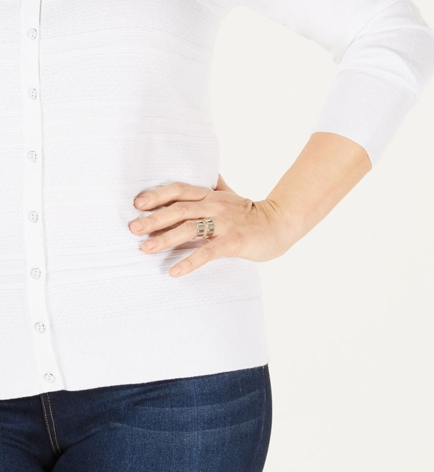 Charter Club Women's Textured Cardigan White Size Large