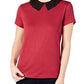 Maison Jules Women's Lace-Collar Top Dark Red Size Small