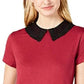 Maison Jules Women's Lace-Collar Top Dark Red Size Small