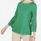 Charter Club Women's Cotton Lace-Trim Top Dark Green Size Large