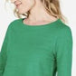 Charter Club Women's Cotton Lace-Trim Top Dark Green Size Large