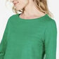 Charter Club Women's Cotton Lace-Trim Top Dark Green Size Medium