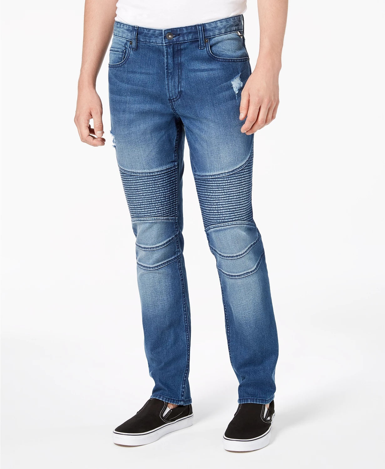 American Rag Men's Slim Fit Moto Jeans Blue Size 30X32