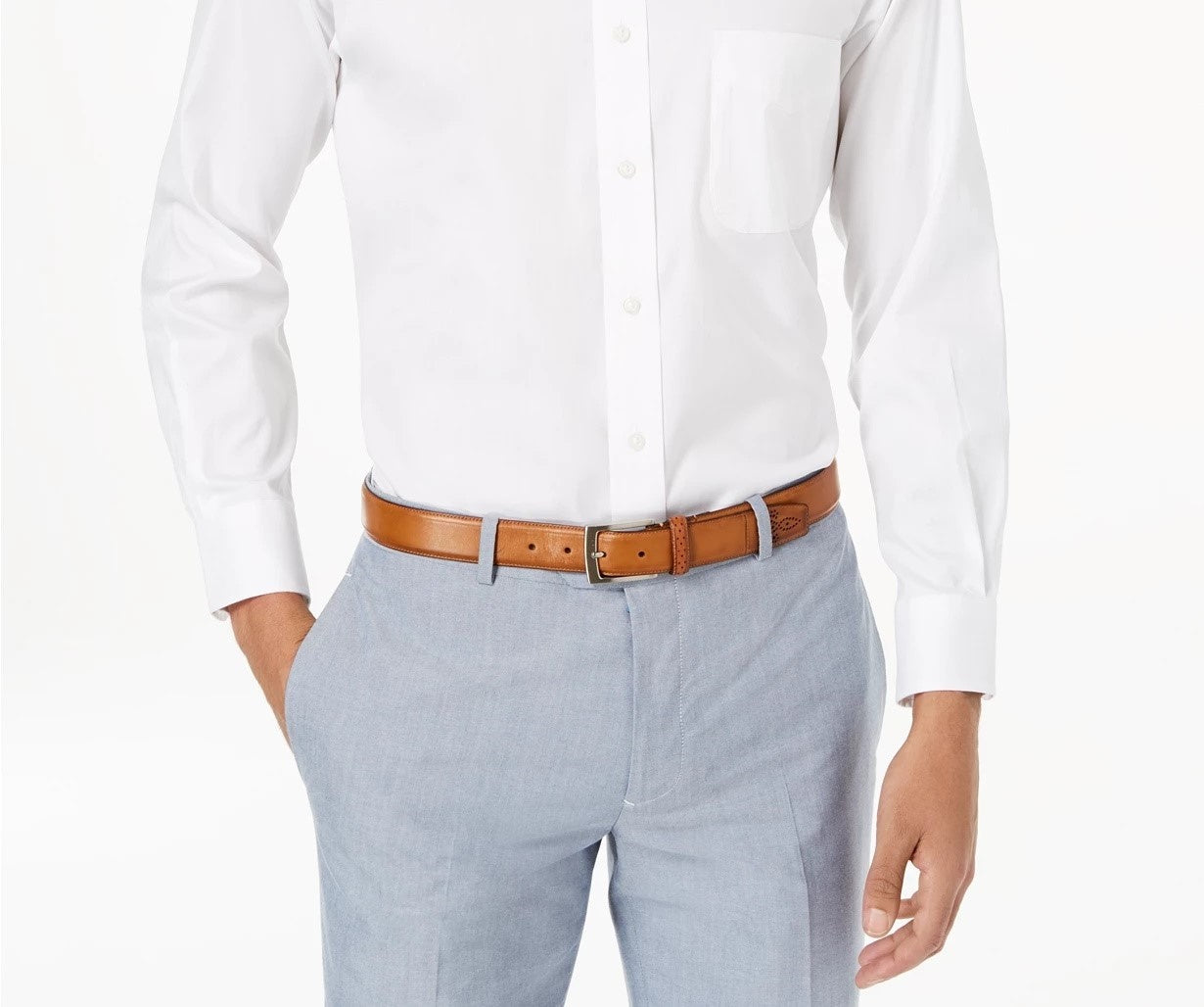 Club Room Men's Classic/Regular Fit Performance Stretch Pinpoint Solid French Cuff Dress Shirt White Size 32-33