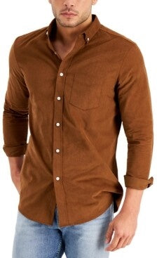 Club Room Men's Corduroy Shirt Brown Size Large