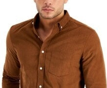Club Room Men's Corduroy Shirt Brown Size Large