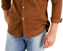 Club Room Men's Corduroy Shirt Brown Size Large