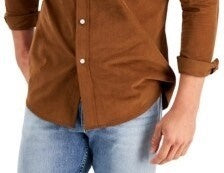 Club Room Men's Corduroy Button Up Shirt Brown Size Small