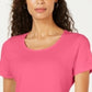 Karen Scott Women's Short Sleeve Scoop Neck Top Pink Size Medium