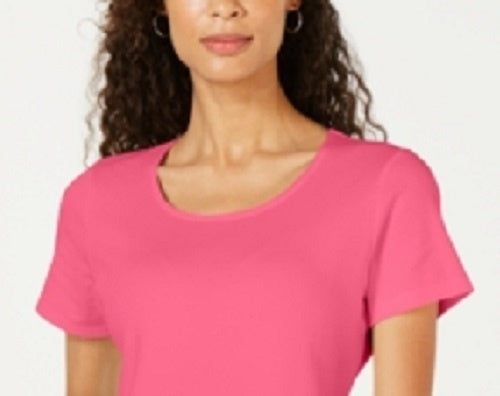 Karen Scott Women's Short Sleeve Scoop Neck Top Pink Size Medium