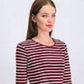 Charter Club Women's Metallic Stripe Top Red Size XX-Large