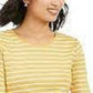 Charter Club Women's Metallic Stripe Top Yellow Size Large
