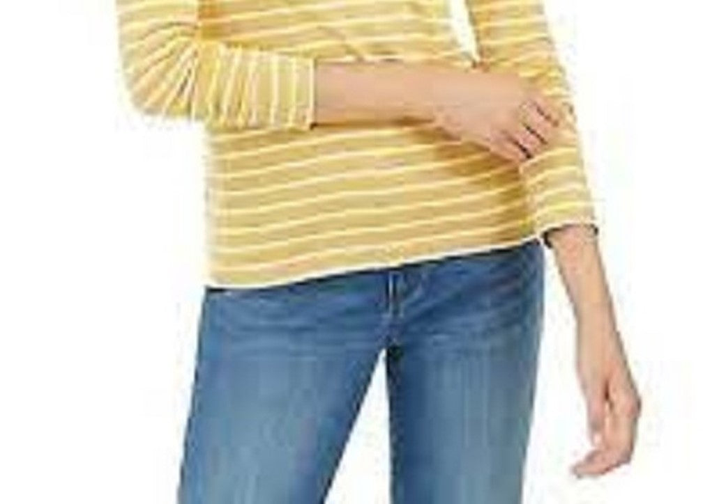 Charter Club Women's Metallic Stripe Top Yellow Size Large
