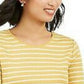 Charter Club Women's Metallic Stripe Top Gold Size Medium