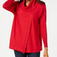 JM Collection Women's Faux Wrap Cowl Neck Sweater Red Size Large