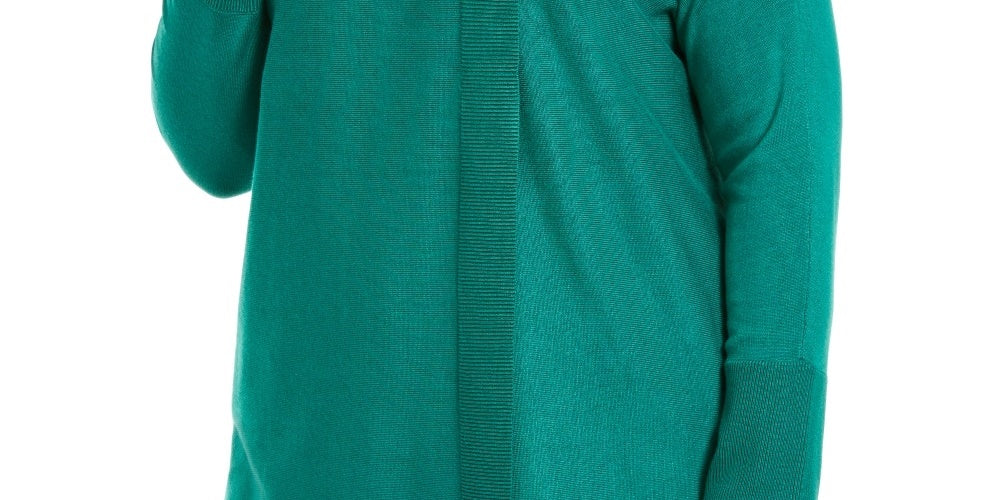 JM Collection Women's Plus Size Lace-Up Cowlneck Sweater Green Size 2X