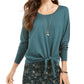 Style & Co Women's Tie Front Sweater Green Size Small