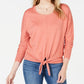 Style & Co Women's Tie Front Sweater Orange Size XX-Large