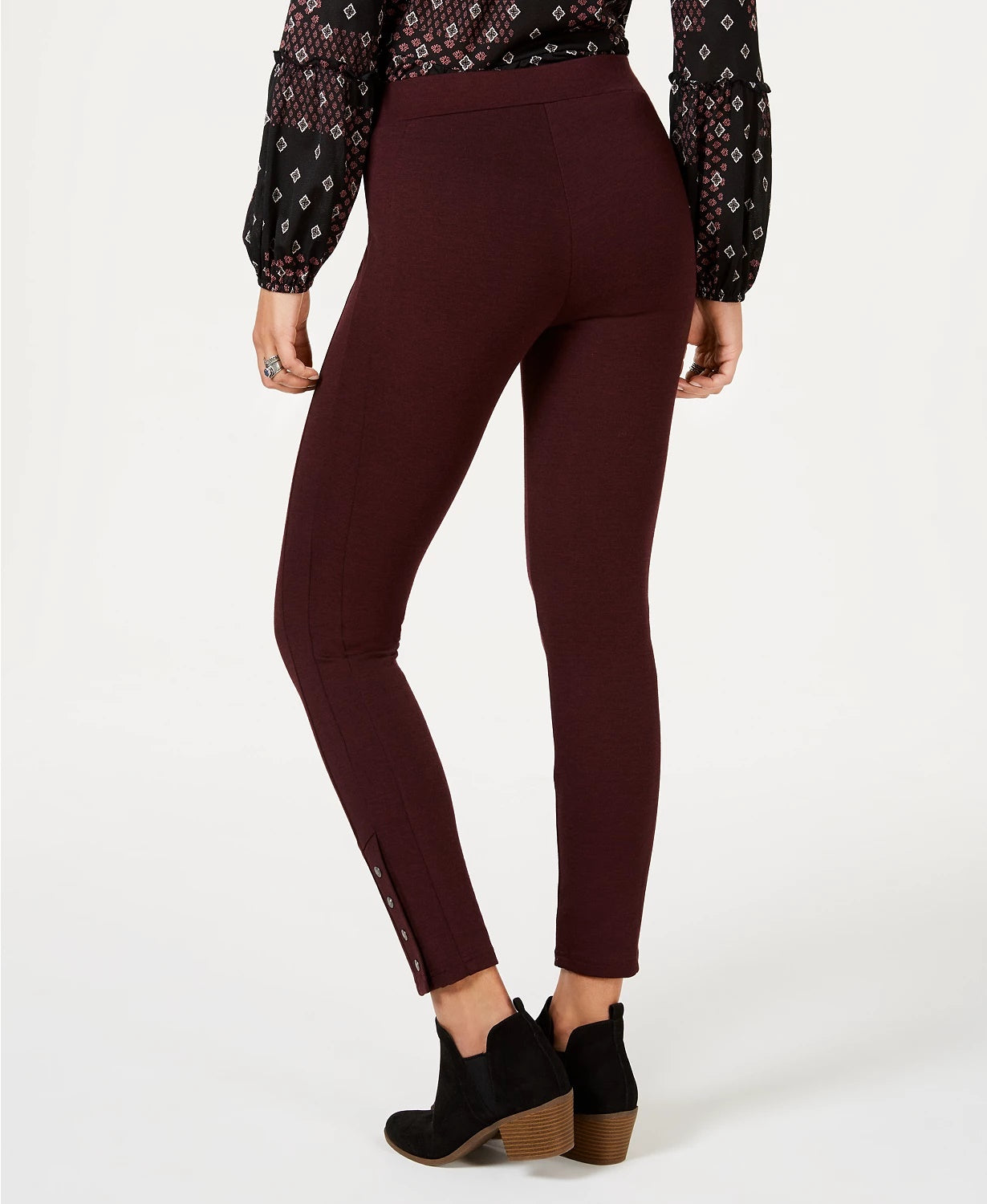 Style & Co Women's Snap-Hem Ponte-Knit Leggings Wine Size X-Small