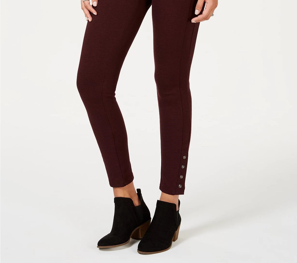 Style & Co Women's Snap-Hem Ponte-Knit Leggings Wine Size X-Small