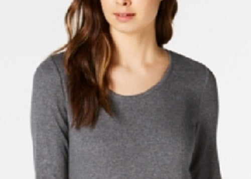 Maison Jules Women's Scoop-Neck Top Gray Size Medium