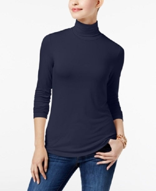 Maison Jules Women's Turtleneck Top Navy Size XX-Large