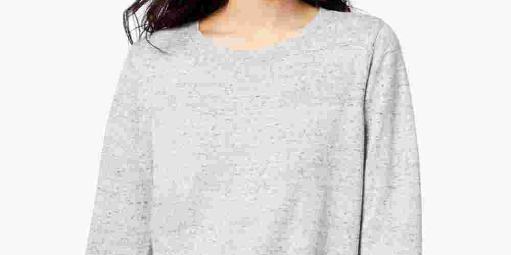 Maison Jules Women's Cotton Crew Neck Sweater Grey Size X-Small