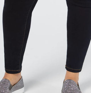 INC International Concepts Women's Plus Tummy Control Beyond Stretch Skinny Jeans Black Size 14W