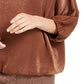 Alfani Women's Satin Dolman-Sleeve Bubble Top Brown Size X-Large