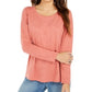 Style & Co Women's Long-Sleeve Crewneck Top Orange Size Small