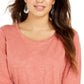 Style & Co Women's Long-Sleeve Crewneck Top Orange Size Small