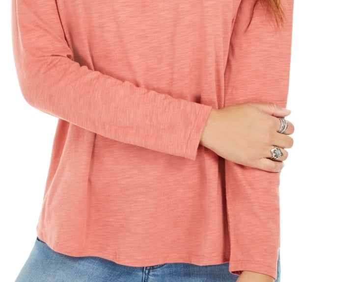 Style & Co Women's Long Sleeve Crewneck Top Orange Size XX-Large
