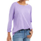 Style & Co Women's Long-Sleeve Crewneck Top Purple Size Large