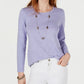 Style & Co Women's Long Sleeve Crewneck Top  Purple Size XX-Large
