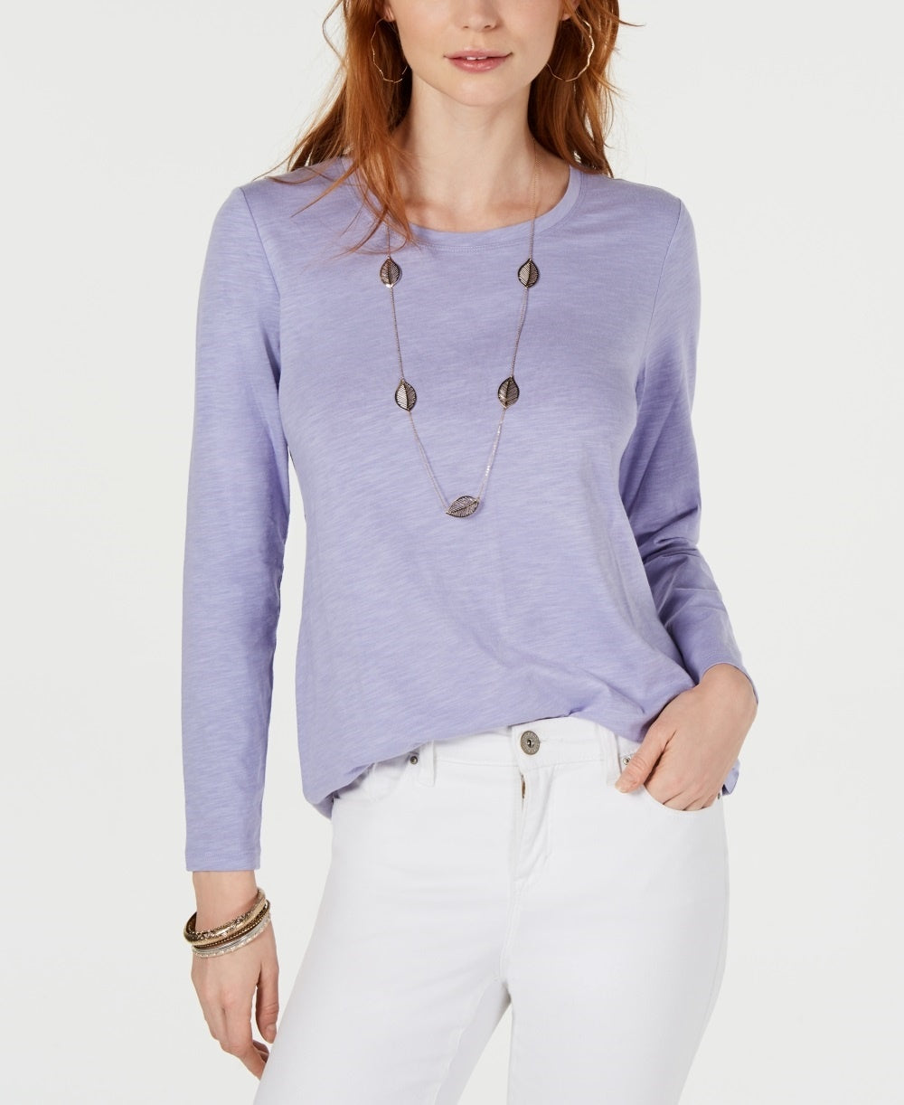Style & Co Women's Long Sleeve Crewneck Top  Purple Size XX-Large